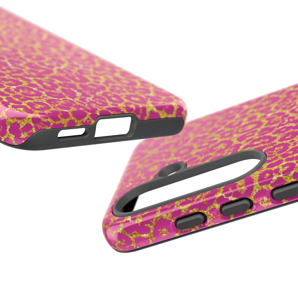 Pink Gold Leopard Tough Case for iPhone, Galaxy, or Google Pixel