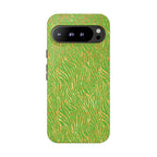 Neon Green Gold Zebra Tough Phone Case for iPhone, Galaxy, or Google Pixel