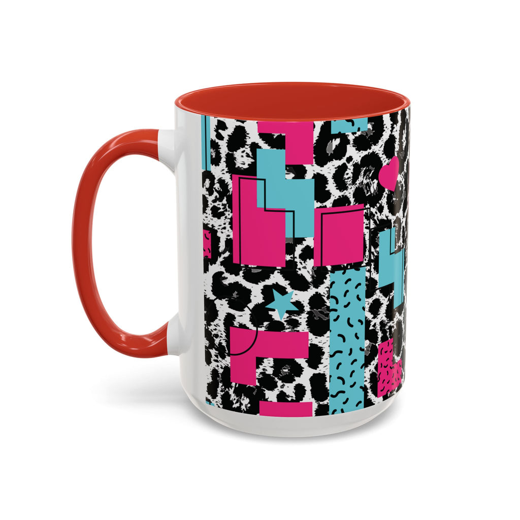 Retro Vibes Love Blocks Leopard Print Coffee Mug Kitchen Decor, Gift