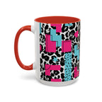 Retro Vibes Love Blocks Leopard Print Coffee Mug Kitchen Decor, Gift