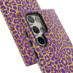 Purple Gold Leopard Tough Phone Case for iPhone, Galaxy, or Google Pixel