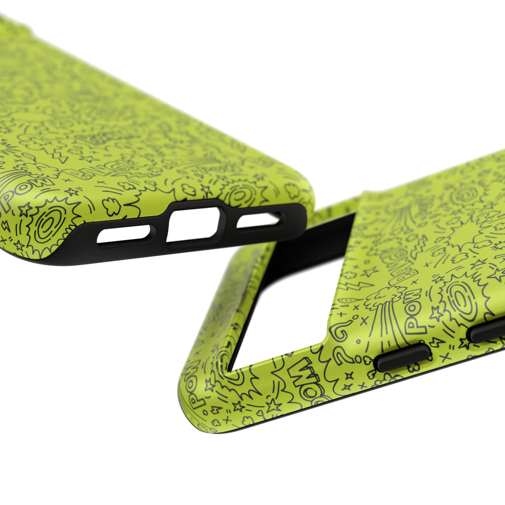 Neon Lime Wow Tough Case for iPhone, Galaxy, or Google Pixel
