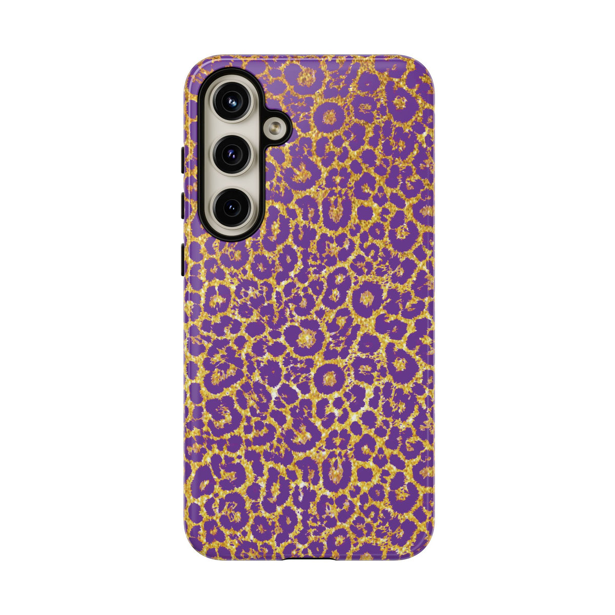 Purple Gold Leopard Tough Phone Case for iPhone, Galaxy, or Google Pixel