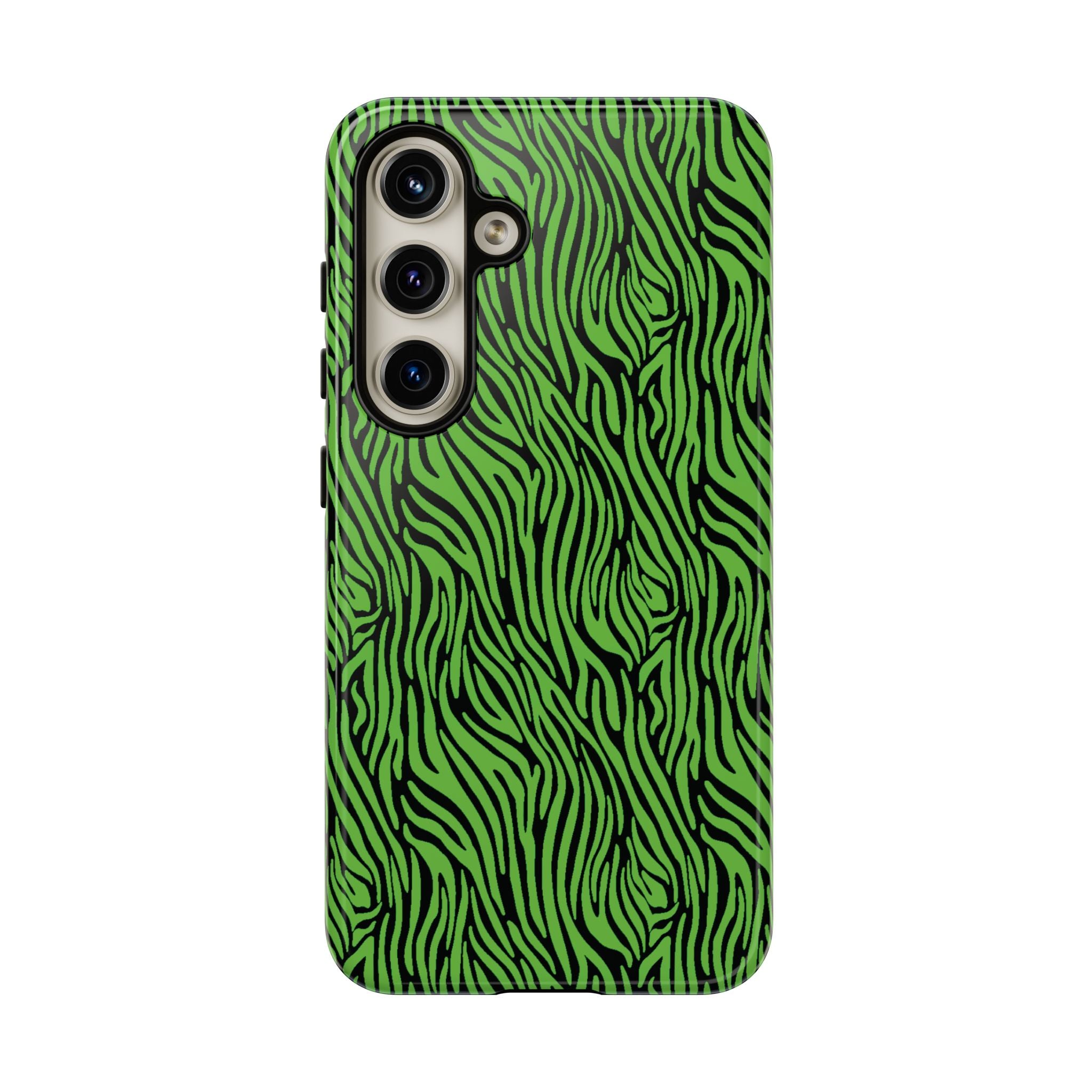 Neon Green Zebra Tough Phone Case iPhone, Galaxy, or Google Pixel