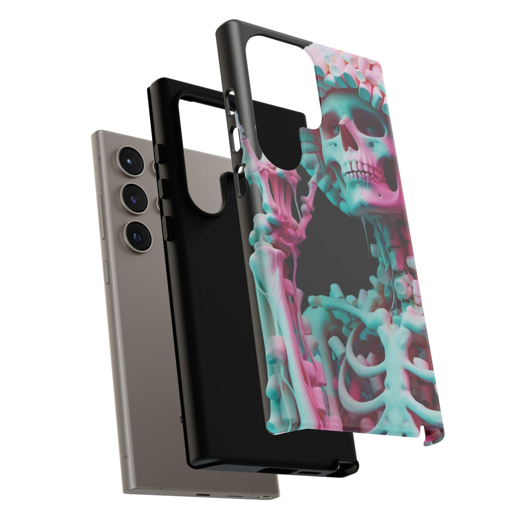 Neon Pink Skeleton (Black) Tough Phone Case for iPhone, Galaxy, or Google Pixel