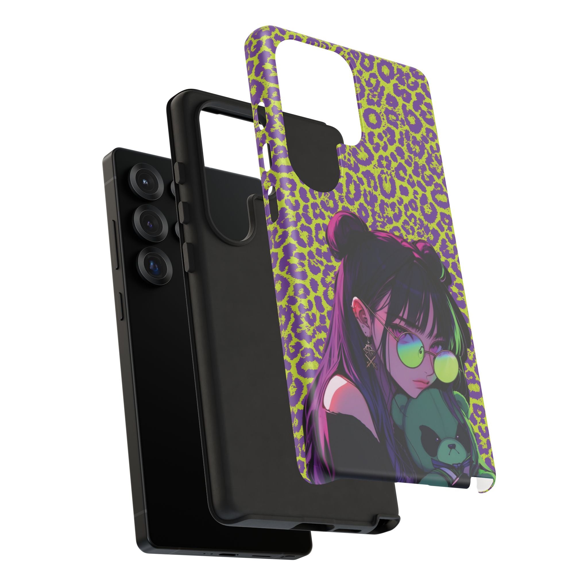 Purple Neon Lime Leopard Kz Tough Case for iPhone, Galaxy, or Google Pixel
