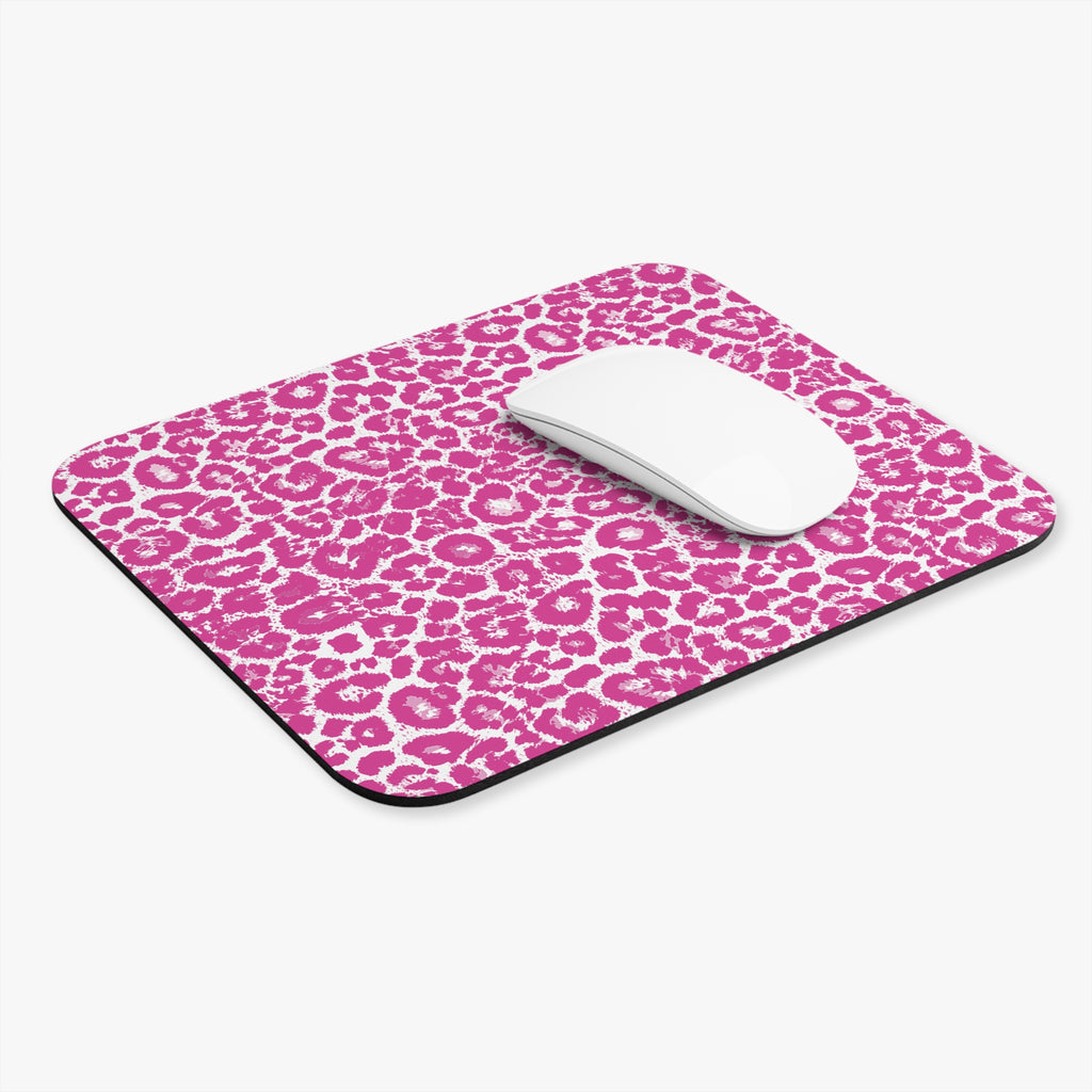 Neon Pink Leopard Print Mouse Pad
