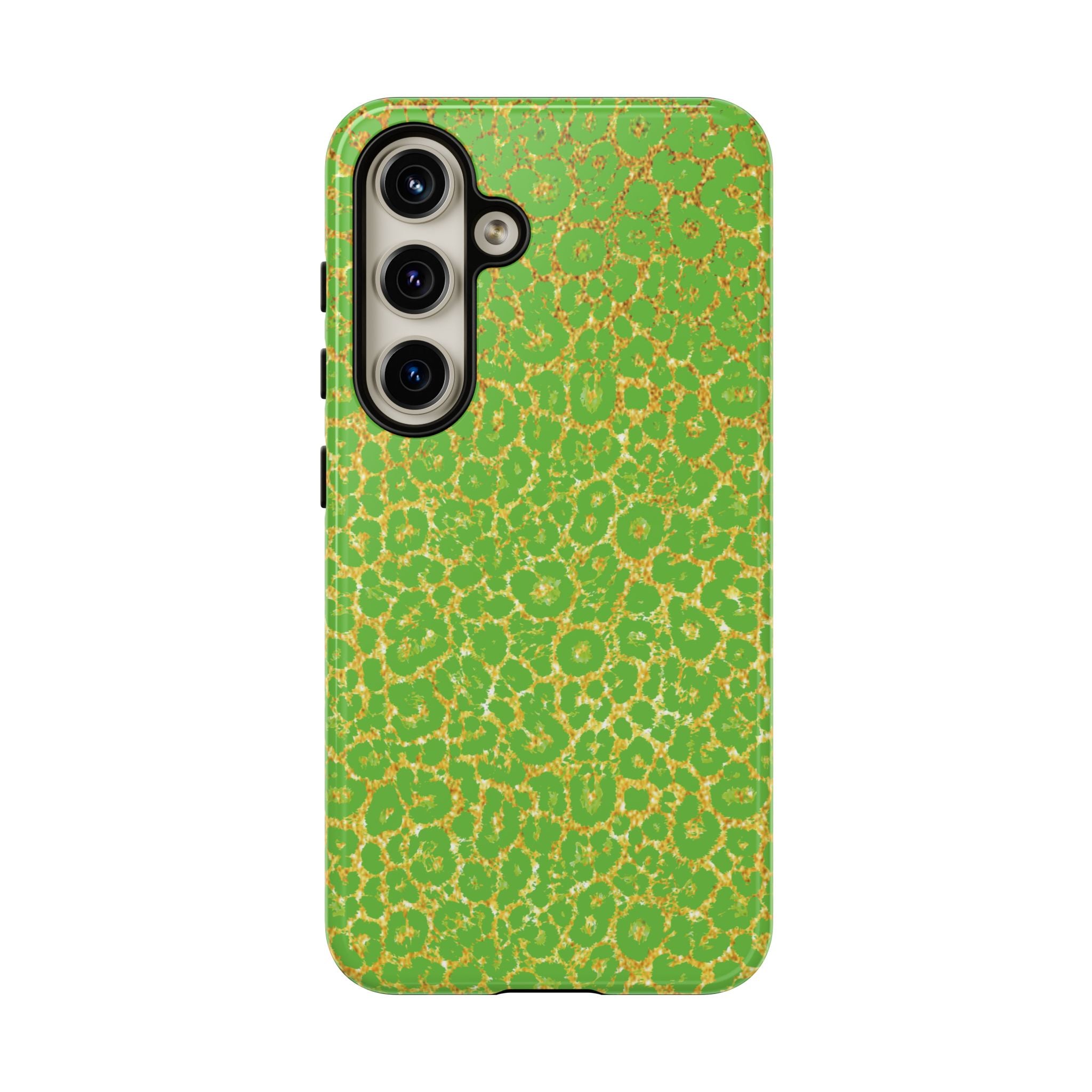 Neon Green Gold Leopard Tough Phone Case iPhone, Galaxy, or Google Pixel