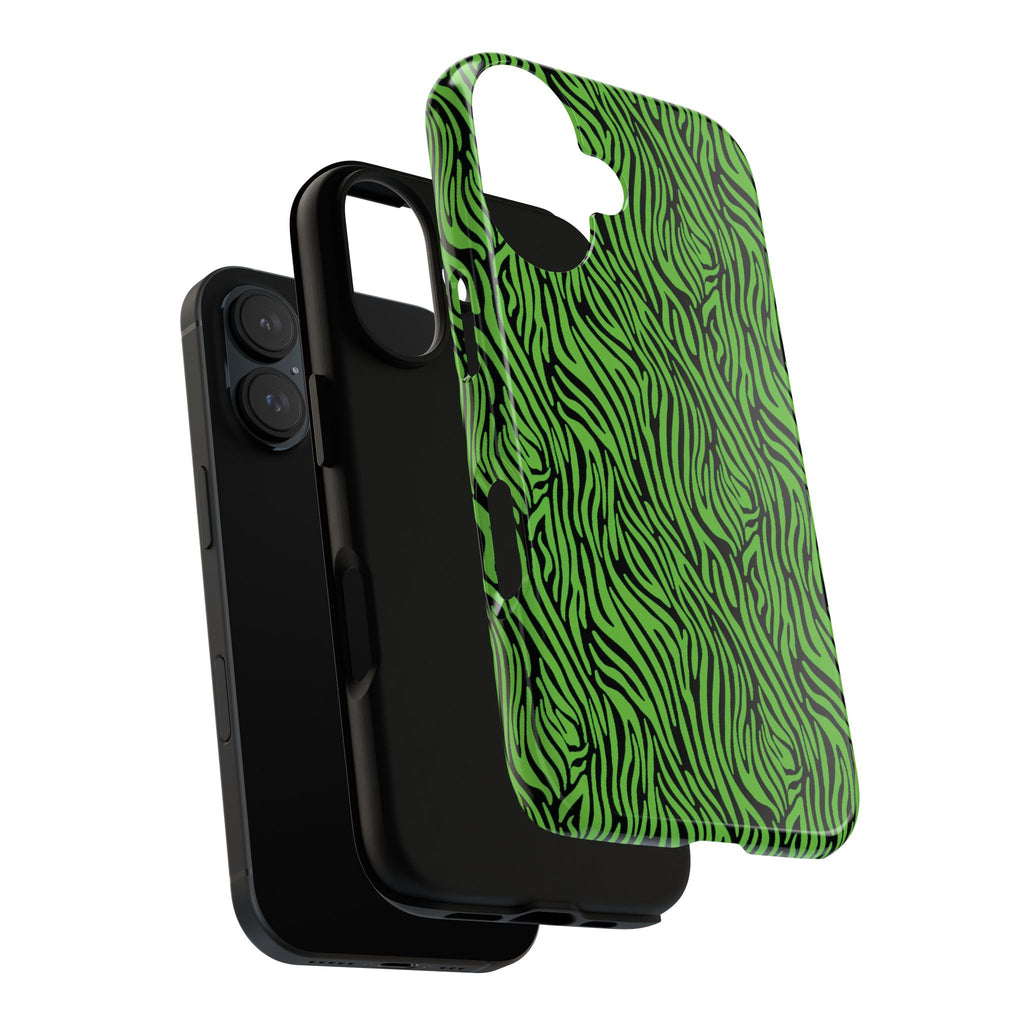 Neon Green Zebra Tough Phone Case iPhone, Galaxy, or Google Pixel