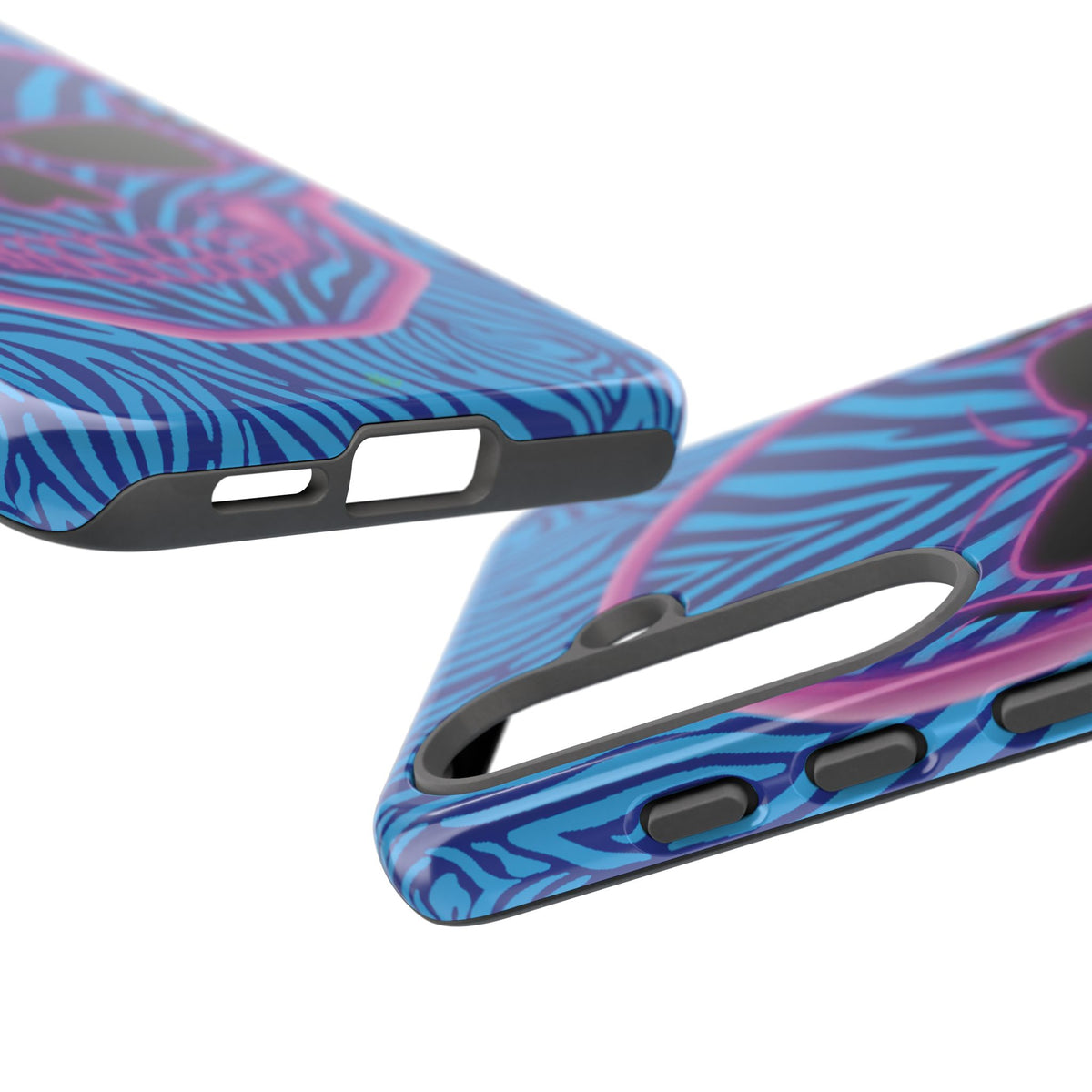 Neon Zebra Skull Tough Phone Case for iPhone, Galaxy, or Google Pixel