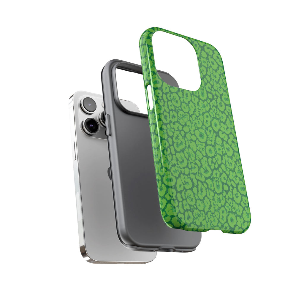 Neon Green Leopard Tough Phone Case for iPhone, Galaxy, or Google Pixel