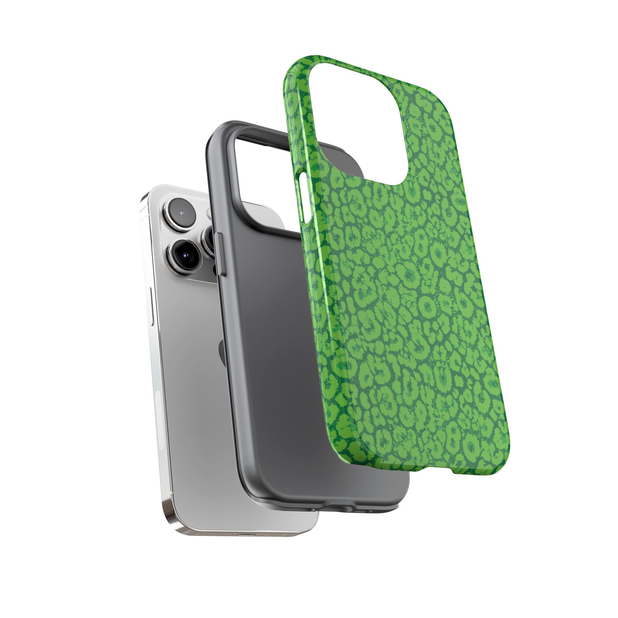 Neon Green Leopard Tough Phone Case for iPhone, Galaxy, or Google Pixel