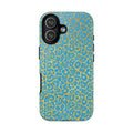 Blue Gold Leopard Tough Phone Case for iPhone, Galaxy, or Google Pixel