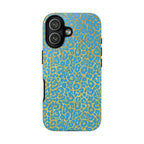Blue Gold Leopard Tough Phone Case for iPhone, Galaxy, or Google Pixel