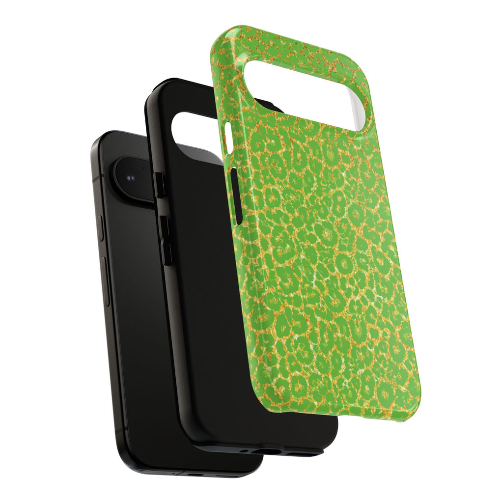 Neon Green Gold Leopard Tough Phone Case iPhone, Galaxy, or Google Pixel