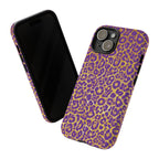 Purple Gold Leopard Tough Phone Case for iPhone, Galaxy, or Google Pixel
