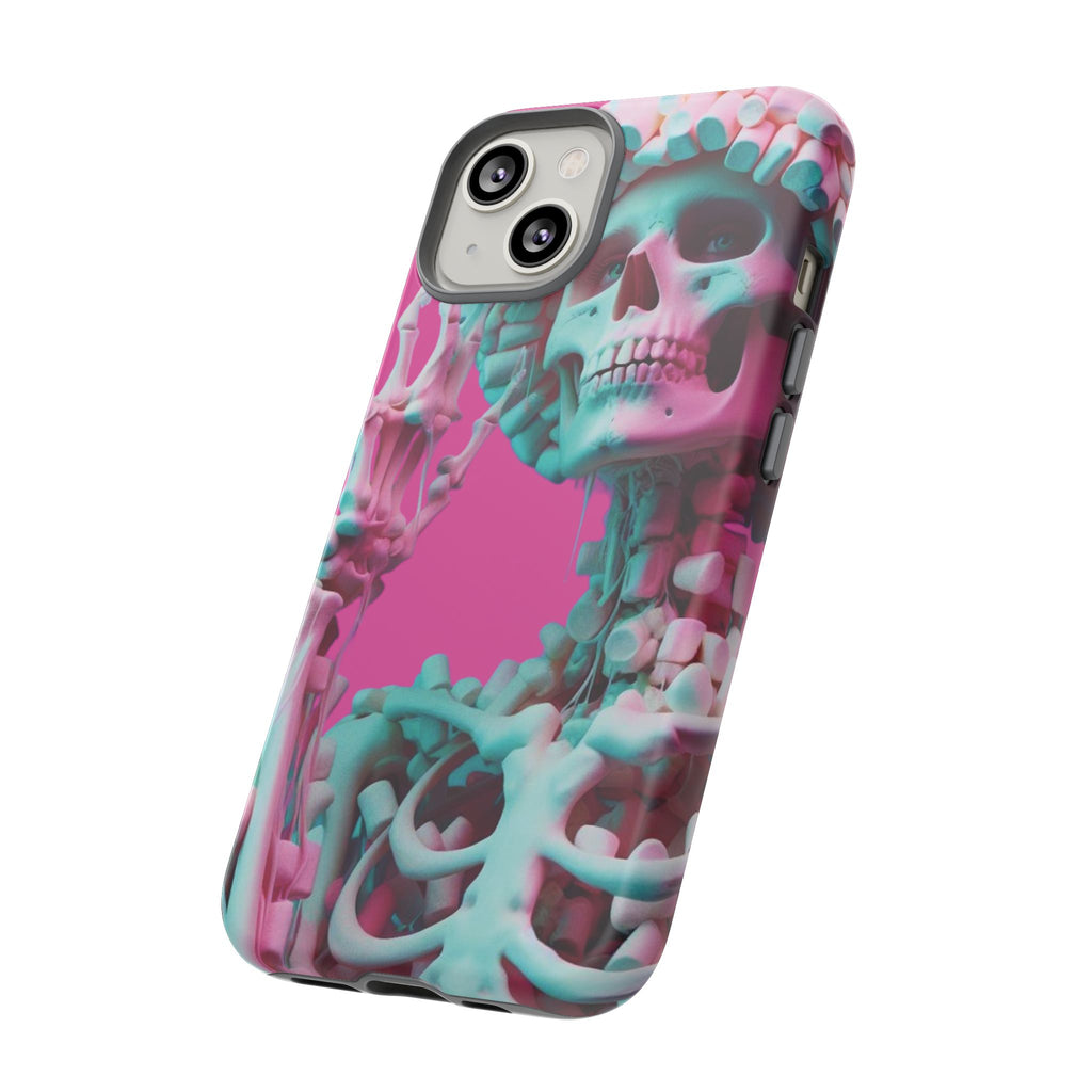 Neon Pink Skeleton Tough Phone Case for iPhone, Galaxy and Google Pixel