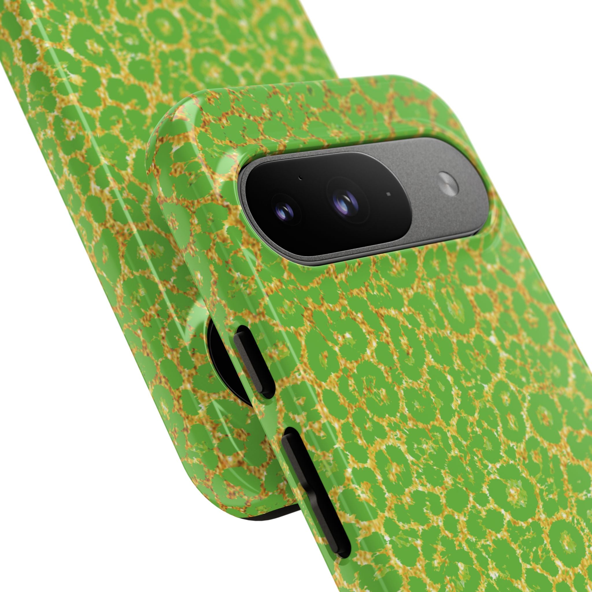 Neon Green Gold Leopard Tough Phone Case iPhone, Galaxy, or Google Pixel