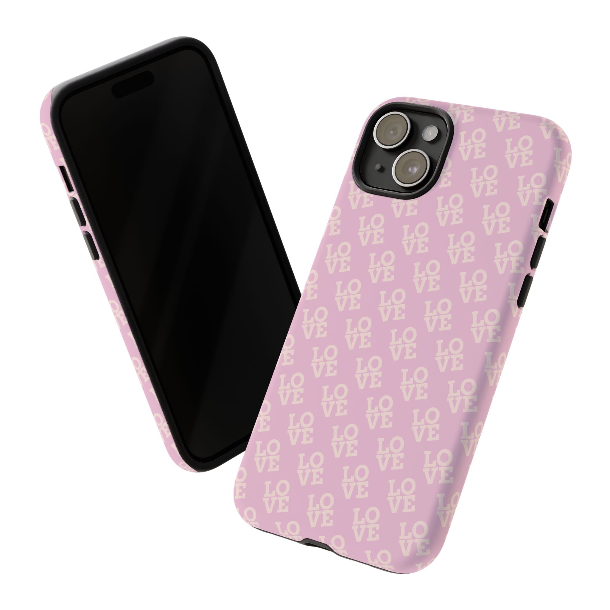 LOVE Pink Tough Phone Case for iPhone, Galaxy, or Google Pixel