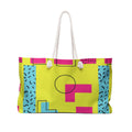 Retro Blocks Neon Yellow Eco-Friendly Weekender Bag, Travel Tote, Beach Bag
