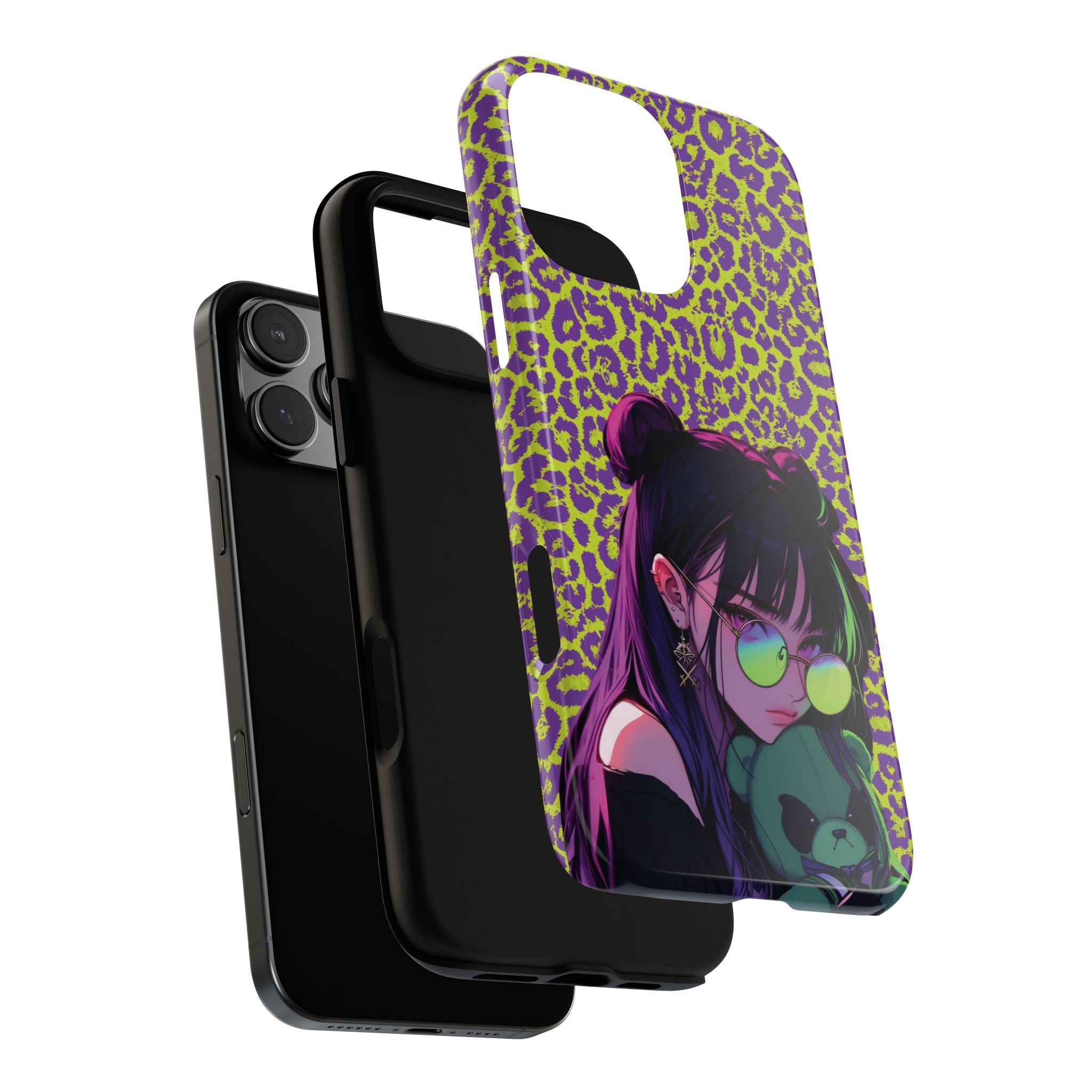 Purple Neon Lime Leopard Kz Tough Case for iPhone, Galaxy, or Google Pixel