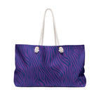 Purple Blue Zebra Eco Friendly Weekender Bag, Travel Tote, Beach Bag