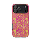 Pink Gold Zebra Print Tough Case for iPhone, Galaxy, or Google Pixel