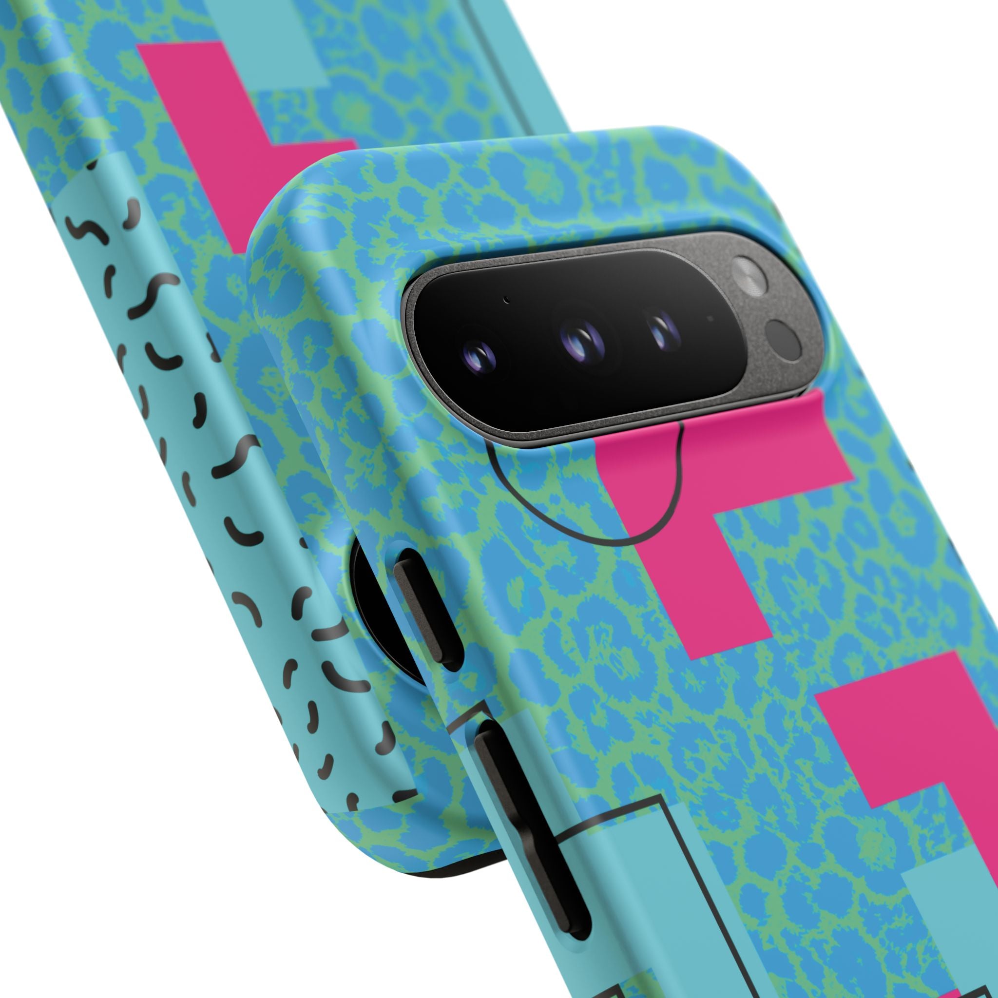 LOVE Aqua Blue Leopard RG Tough Phone Case iPhone, Galaxy, or Google Pixel