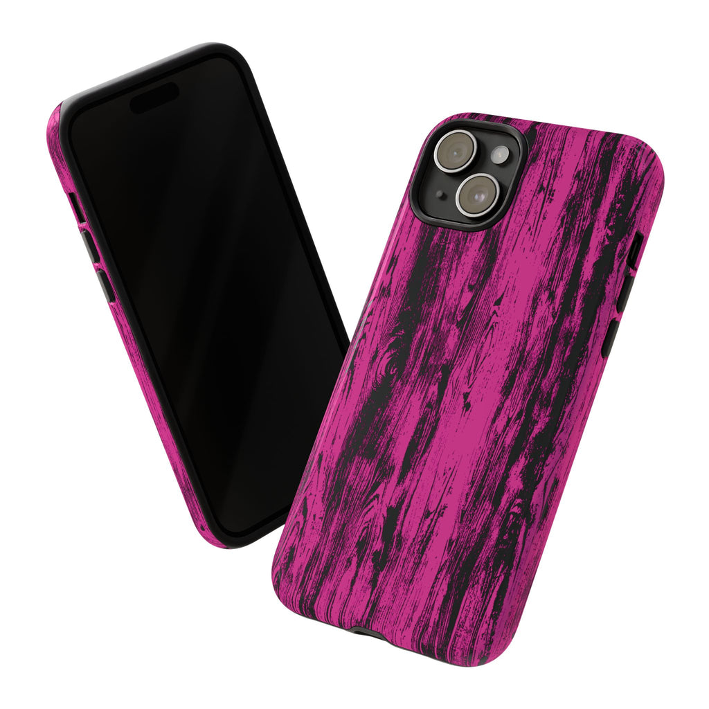 Hot Pink wood print Design Tough Phone Case for iPhone, Galaxy, or Google Pixel