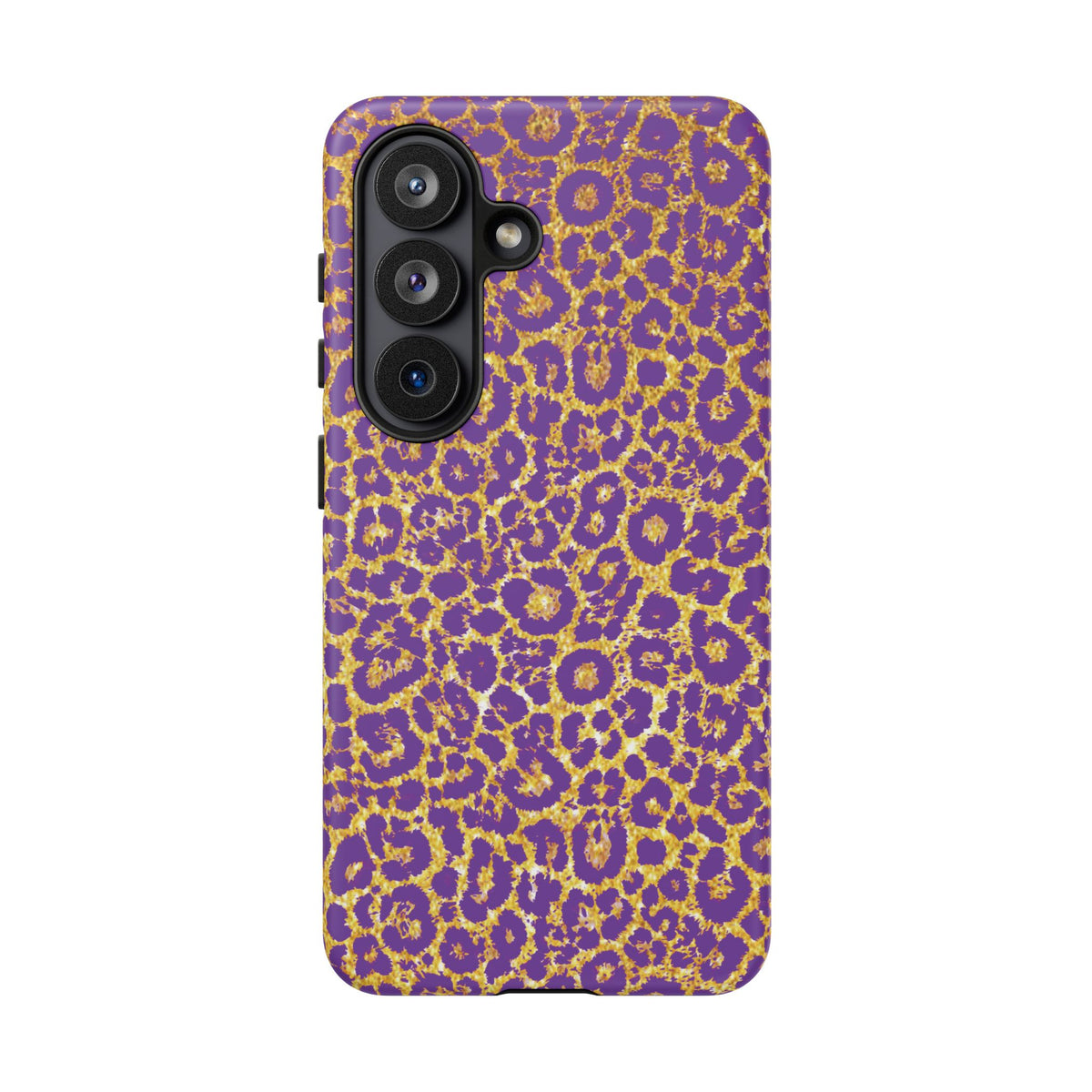 Purple Gold Leopard Tough Phone Case for iPhone, Galaxy, or Google Pixel