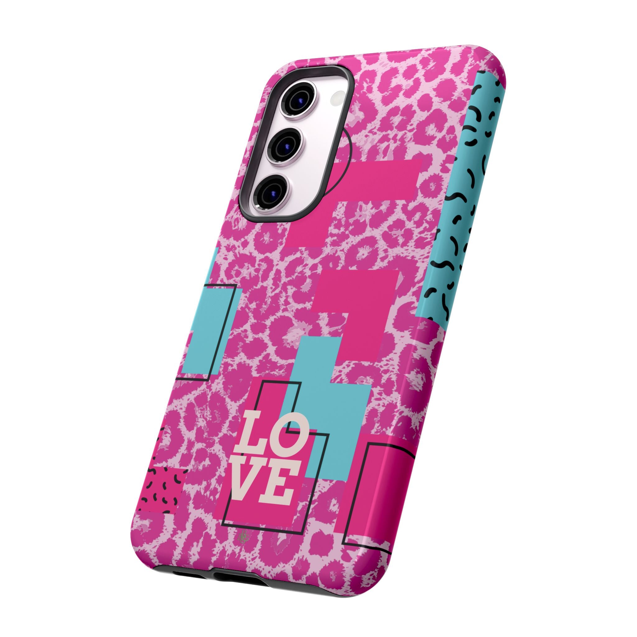 Retro Love Pink Leopard RG Tough Phone Case for iPhone, Galaxy, or Google Pixel