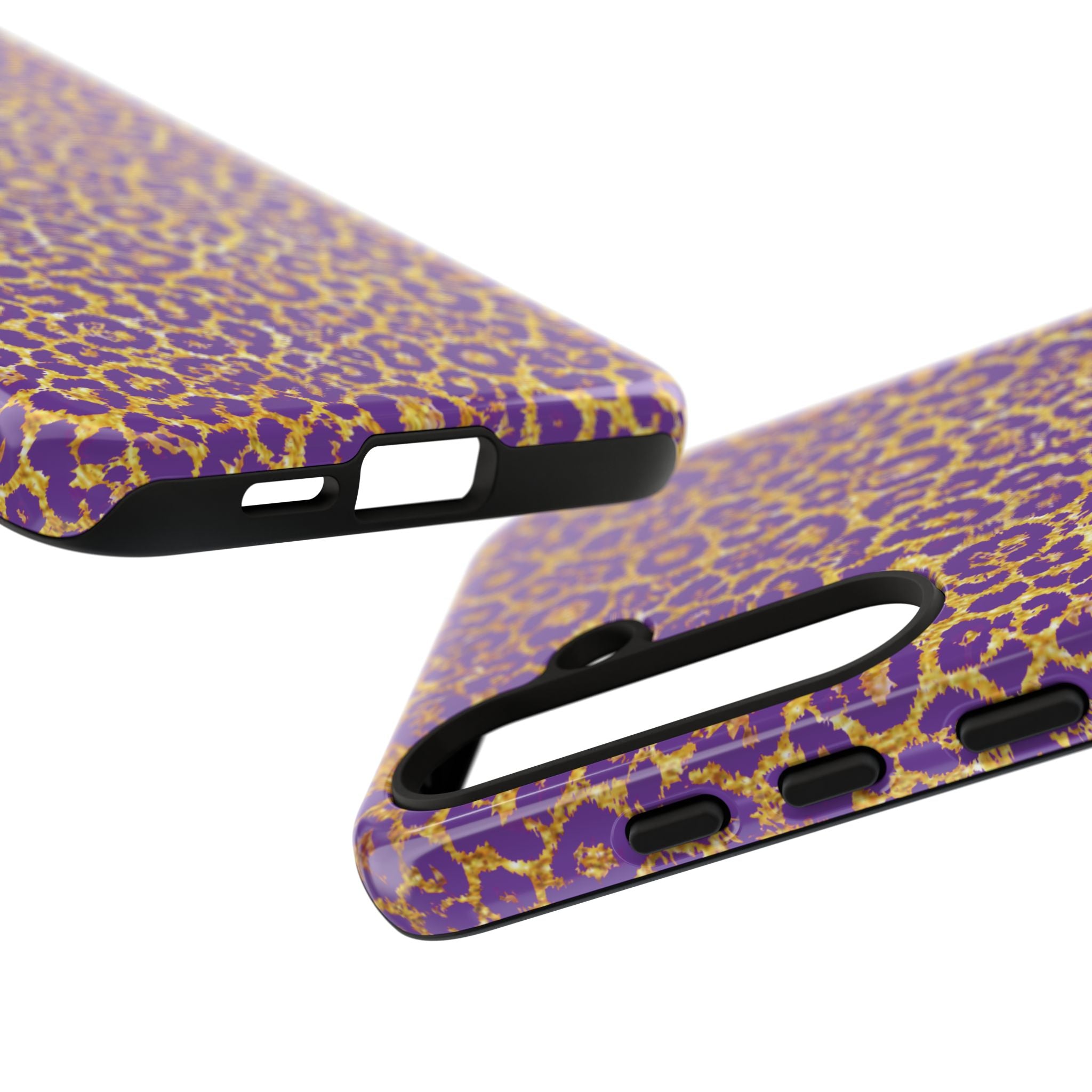 Purple Gold Leopard Tough Phone Case for iPhone, Galaxy, or Google Pixel
