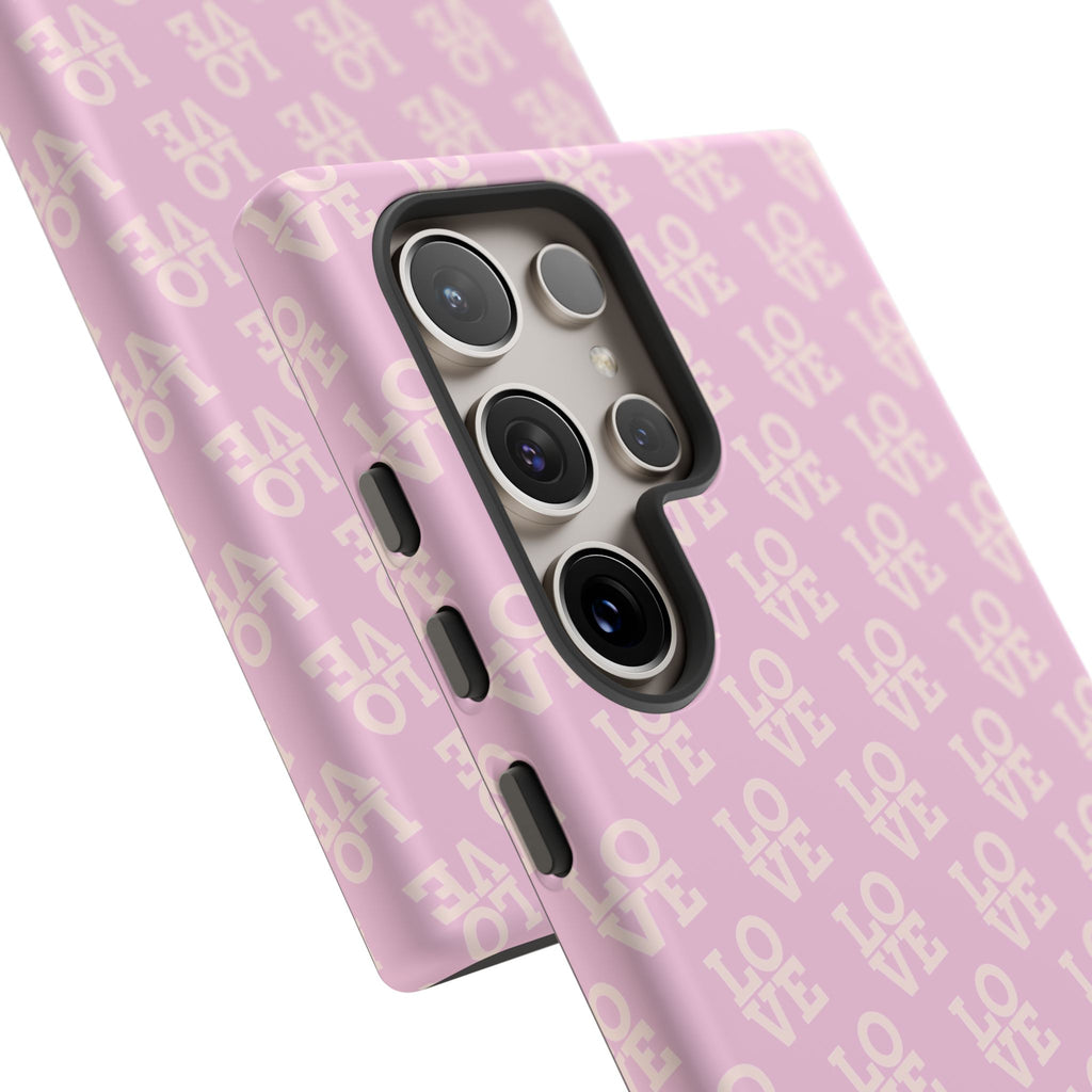 Pink 'LOVE' Pattern Tough Phone Case
