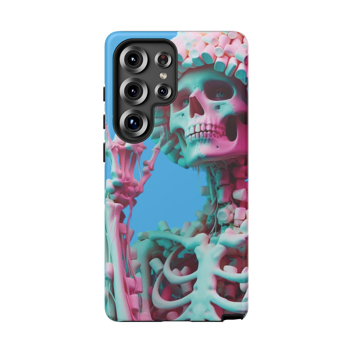 Neon Pink Skeleton Blue Tough Phone Case for iPhone, Galaxy or Google Pixel