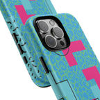 LOVE Aqua Blue Leopard RG Tough Phone Case iPhone, Galaxy, or Google Pixel