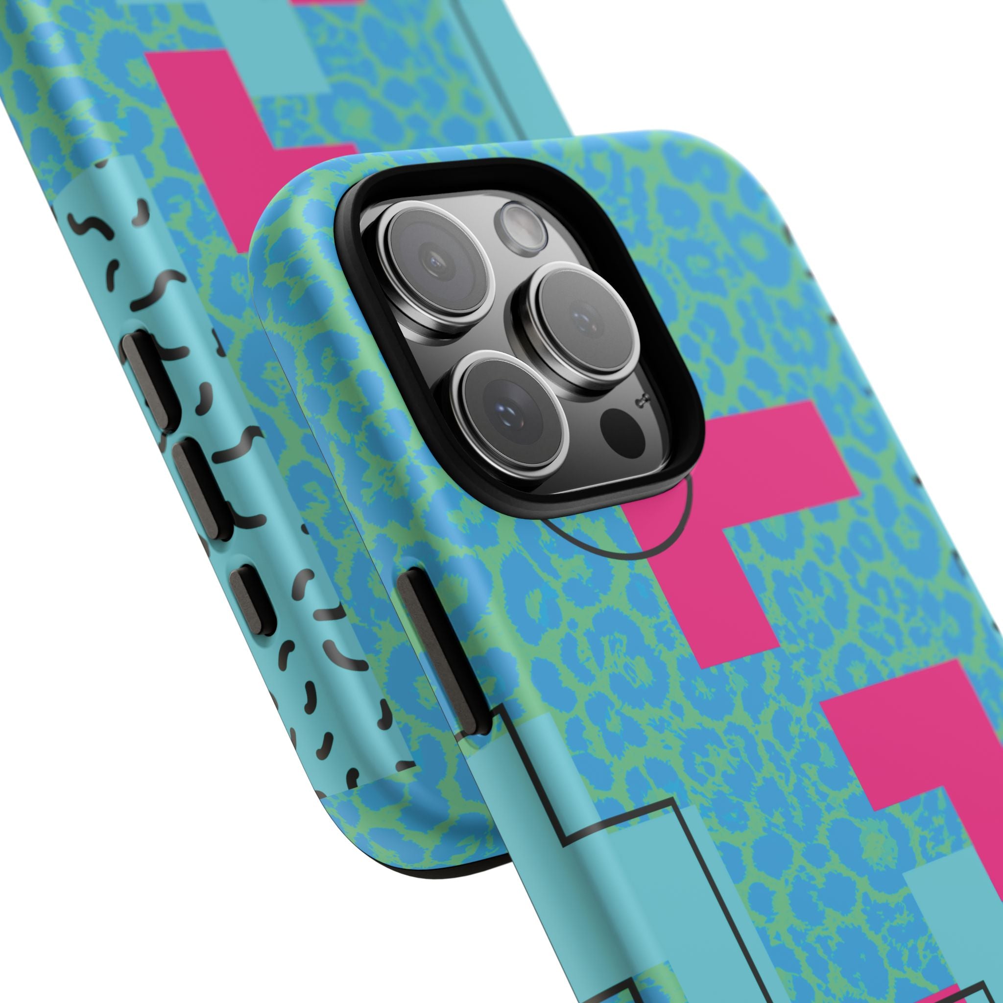 LOVE Aqua Blue Leopard RG Tough Phone Case iPhone, Galaxy, or Google Pixel