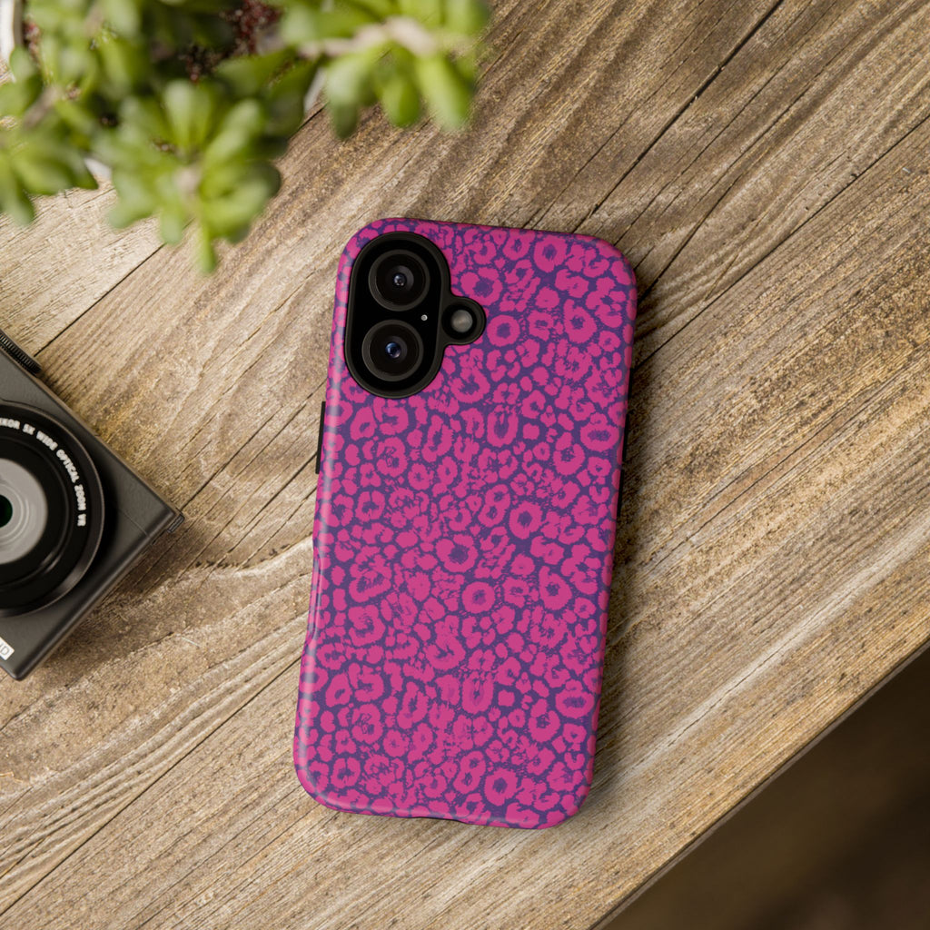 Pink Purple Leopard Tough Phone Case iPhone, Galaxy and Google Pixel