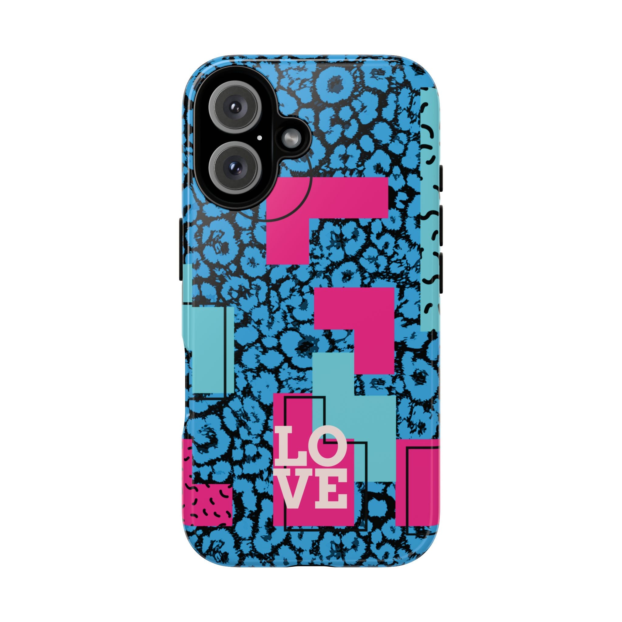 LOVE Blue Leopard 80s Vibe Tough Case for iPhone, Galaxy, or Google Pixel