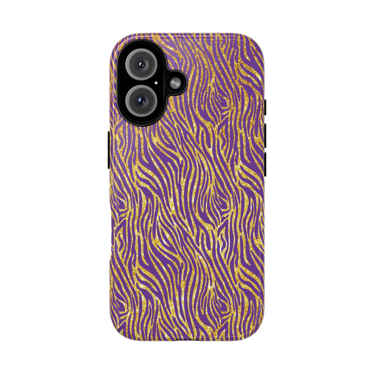 Vibrant Purple Gold Zebra Tough Phone Case iPhone, Galaxy, or Google Pixel