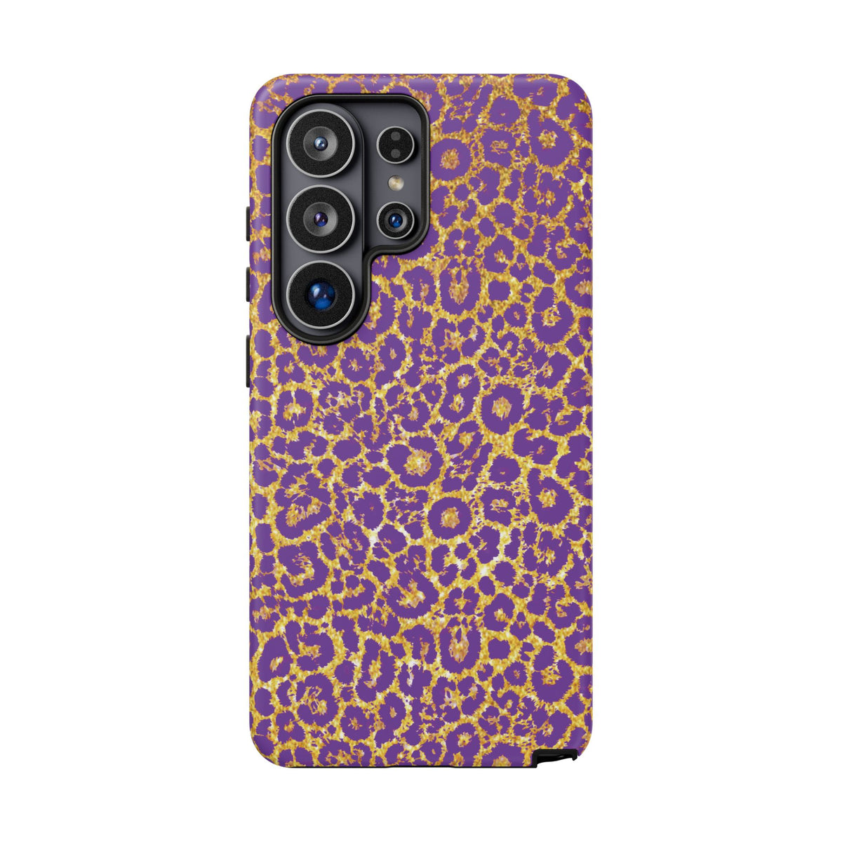 Purple Gold Leopard Tough Phone Case for iPhone, Galaxy, or Google Pixel