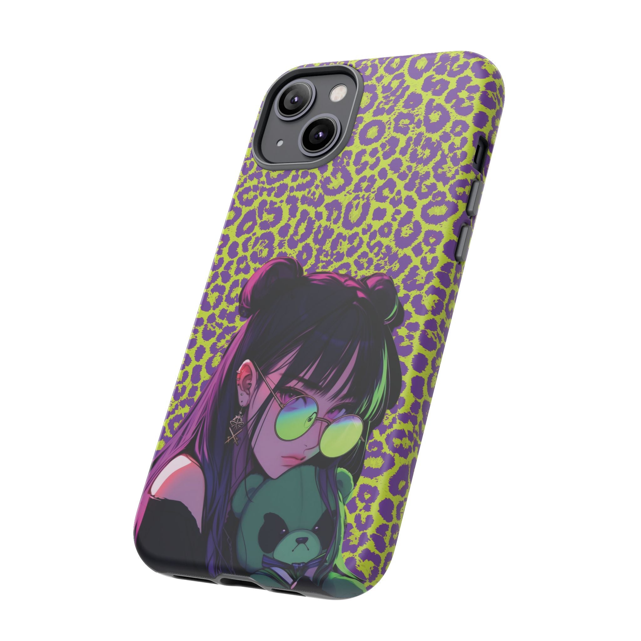 Purple Neon Lime Leopard Kz Tough Case for iPhone, Galaxy, or Google Pixel