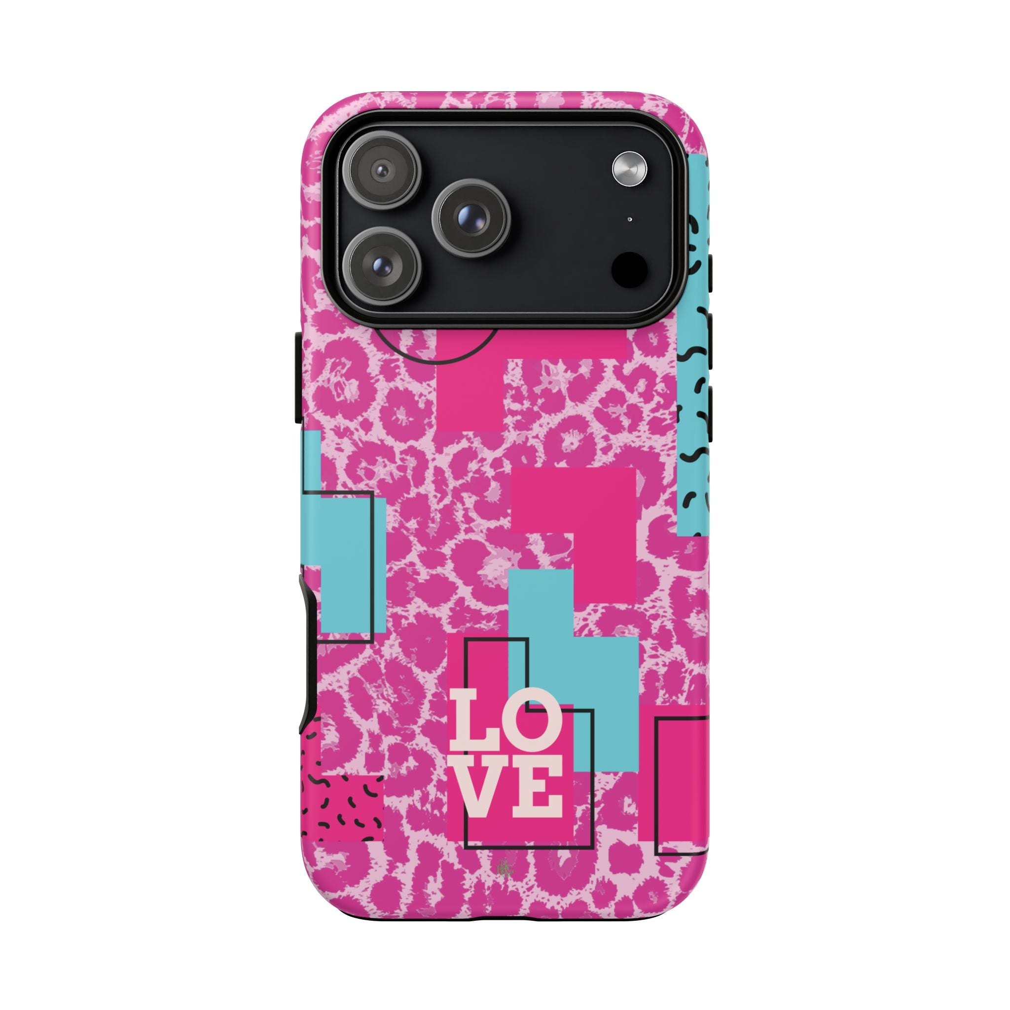 Retro Love Pink Leopard RG Tough Phone Case for iPhone, Galaxy, or Google Pixel