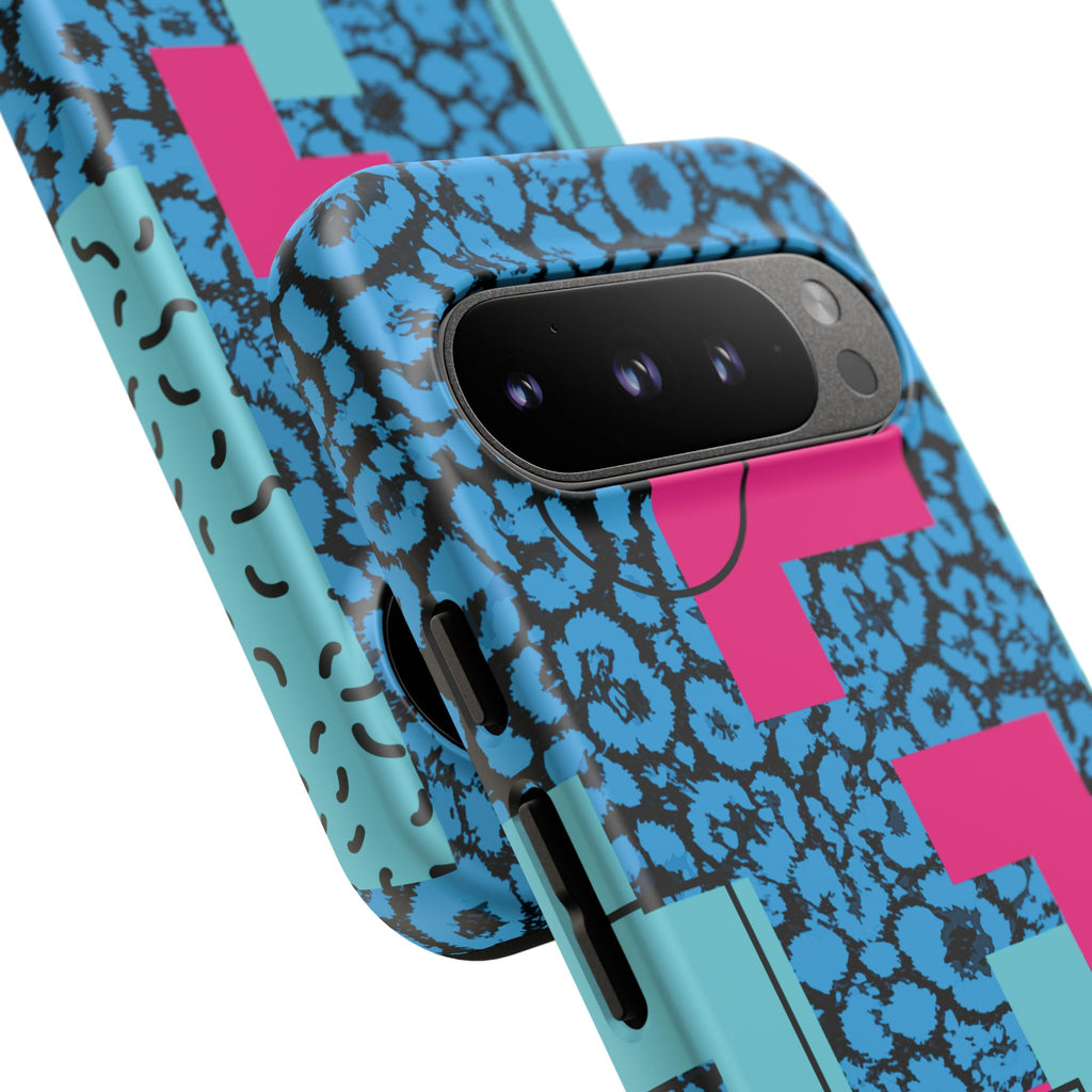 LOVE Blue Leopard 80s Vibe Tough Case for iPhone, Galaxy, or Google Pixel