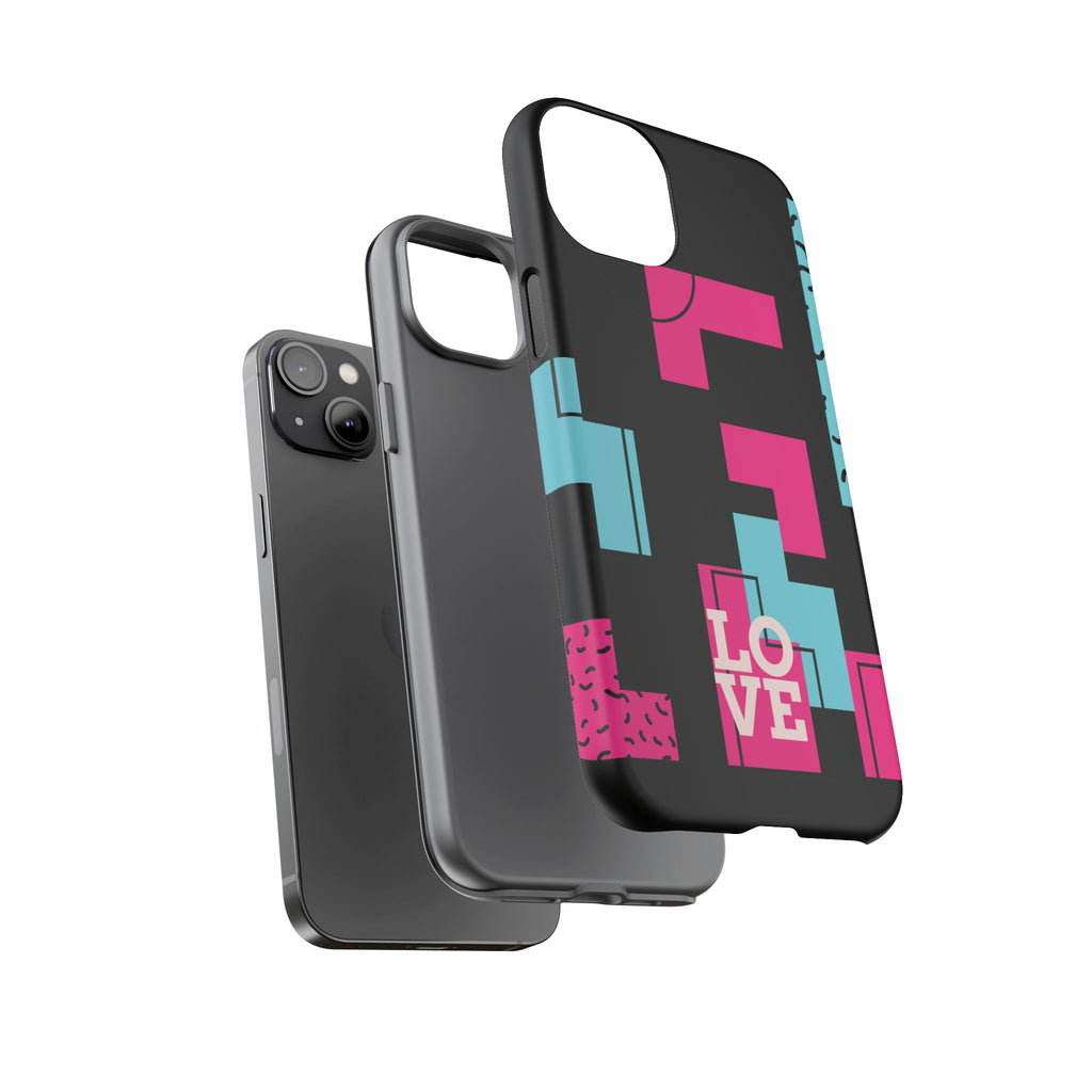 Retro Blocks LOVE Tough Case for iPhone, Galaxy or Google Pixel