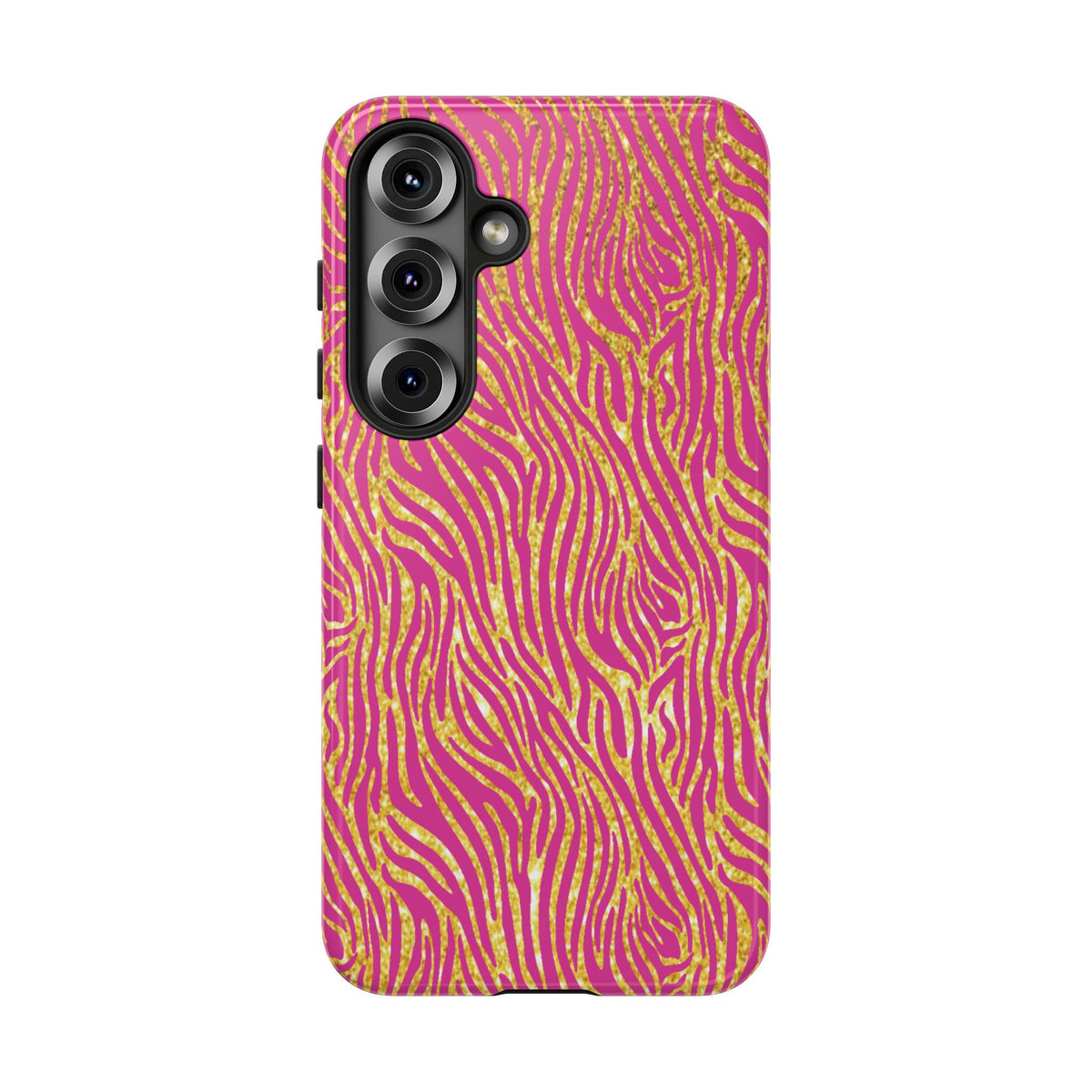 Pink Gold Zebra Print Tough Case for iPhone, Galaxy, or Google Pixel