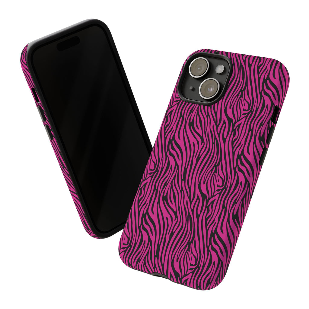 Pink Zebra Tough Phone Case for iPhone, Galaxy, or Google Pixel