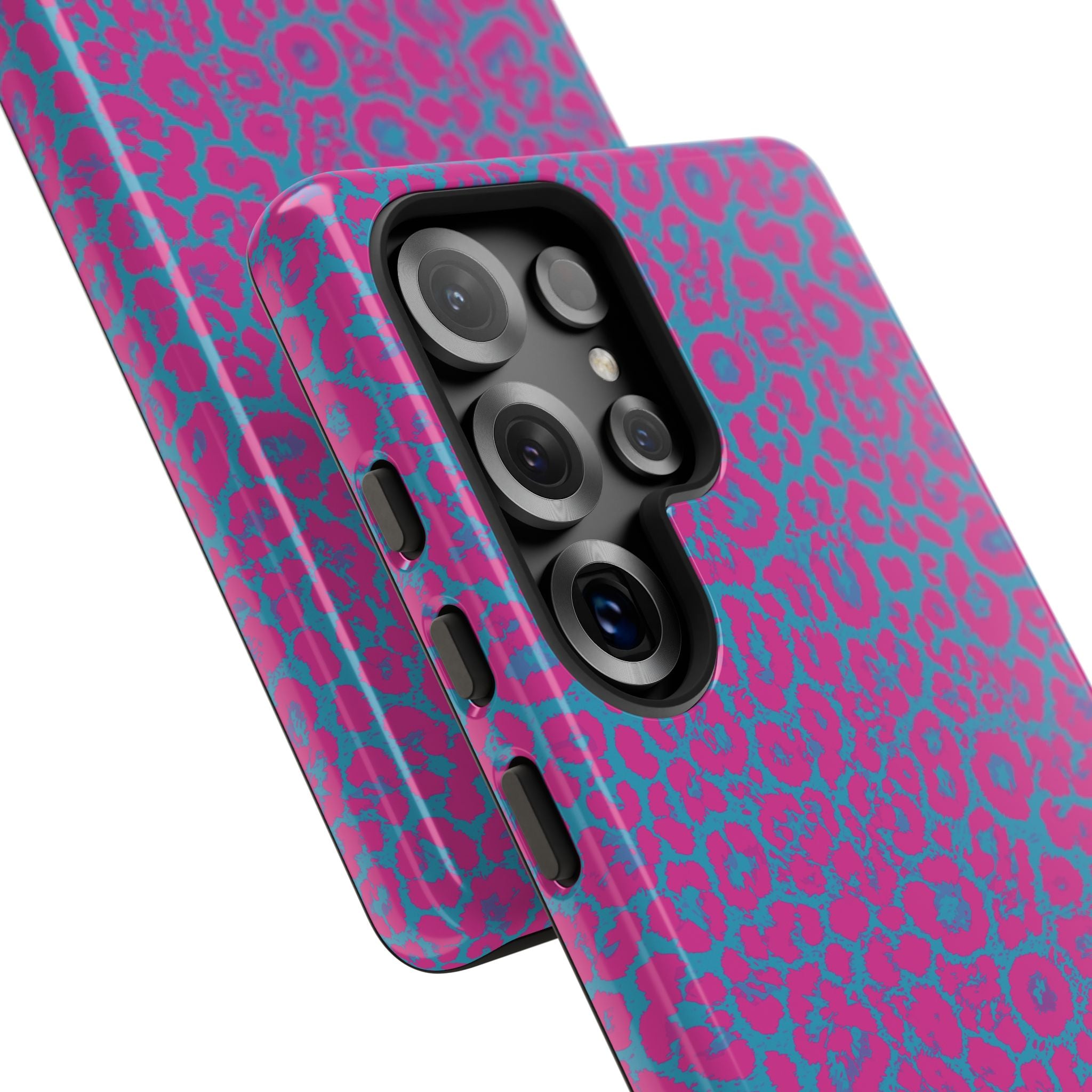 Pink Blue Leopard Tough Phone Case iPhone, Galaxy, or Google Pixel