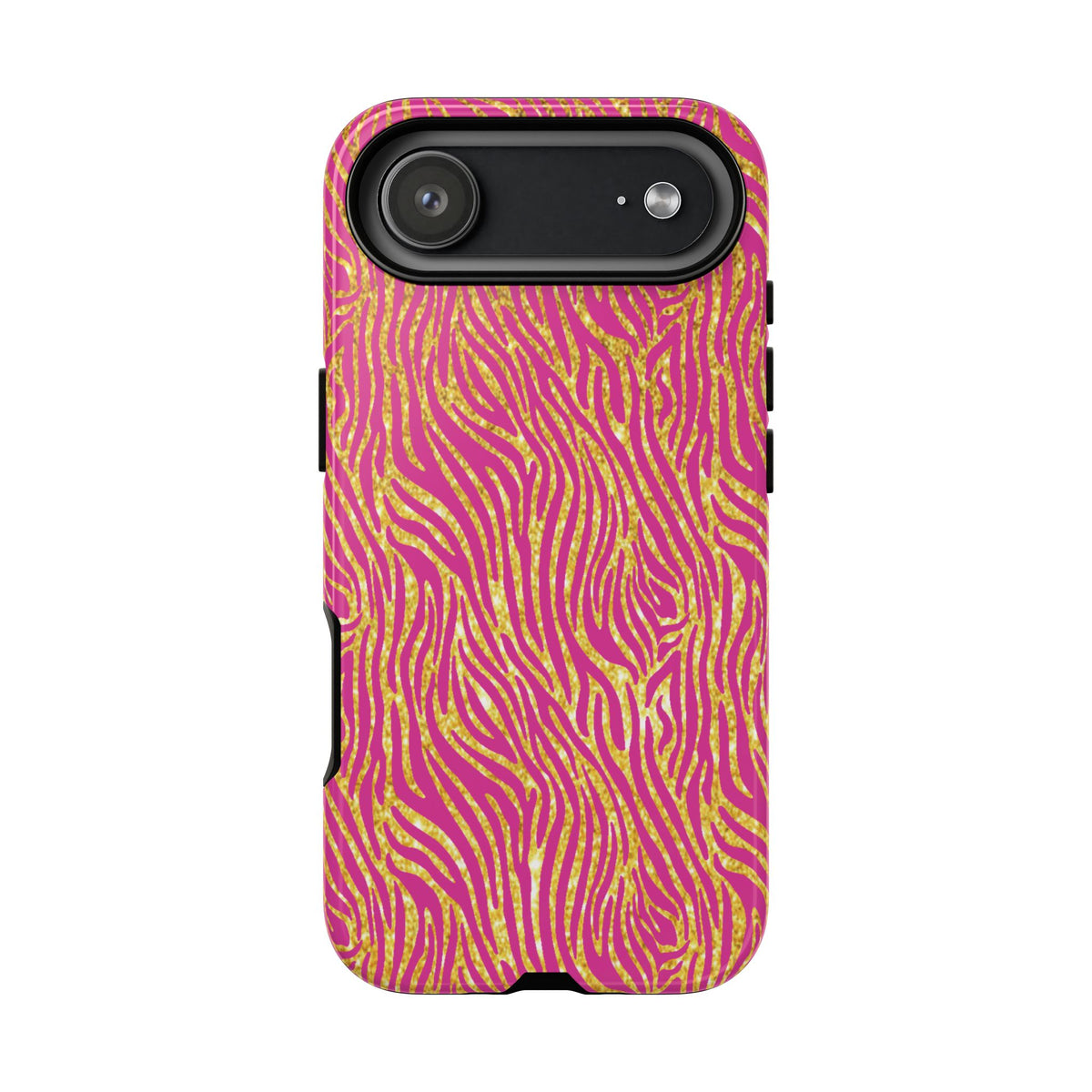 Pink Gold Zebra Print Tough Case for iPhone, Galaxy, or Google Pixel