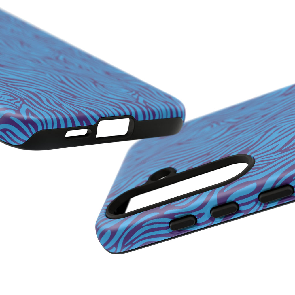 Zebra Print Blue and Purple Tough Case for iPhone, Galaxy or Google Pixel