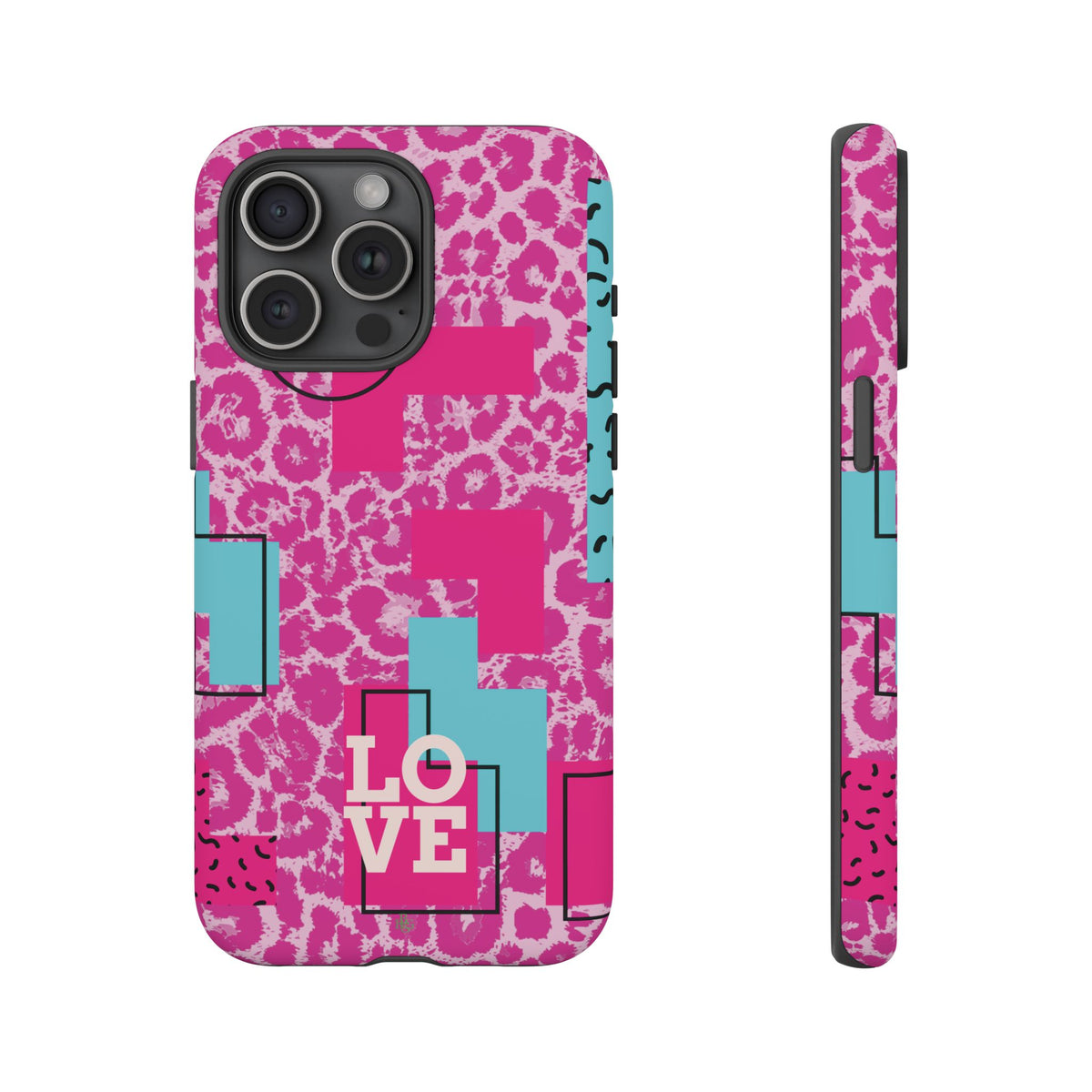 Retro Love Pink Leopard RG Tough Phone Case for iPhone, Galaxy, or Google Pixel